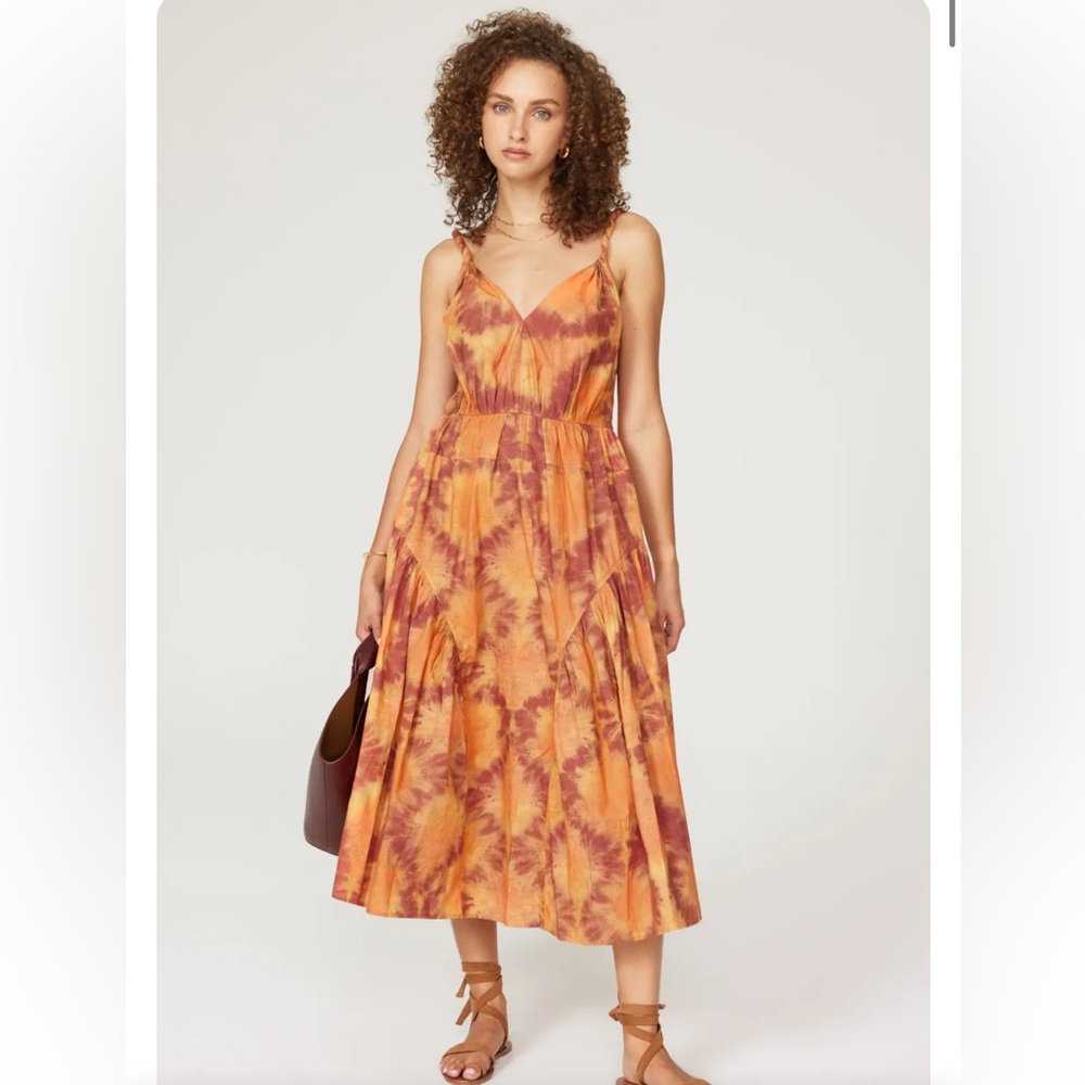 Ulla Johnson Rope Waist Belted Grecian Goddess Tye Dye Midi Dress Nwt Size 8